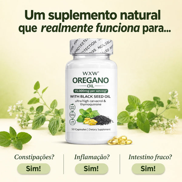 Óleo de Orégão + Semente Preta — 50 Cápsulas